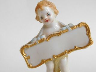 ONE RARE Marked GERMAN BISQUE Porcelain Cherub Angel PLACE CARD HOLDERS 3 1/4 