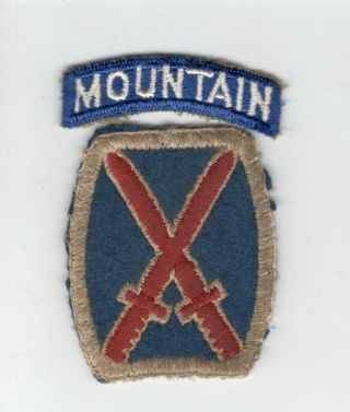 Rare Ww 2 Us Army 10th Mountain Division Wool Patch & Tab Inv C753