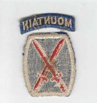 Rare WW 2 US Army 10th Mountain Division Wool Patch & Tab Inv C753 2