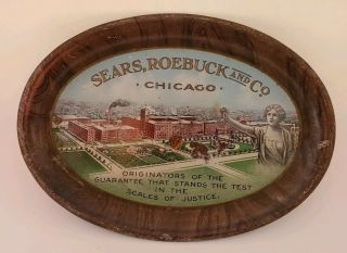 Vtg Antique Sears Roebuck & Co.  Litho Tin Advertising Tip Tray Chicago Il