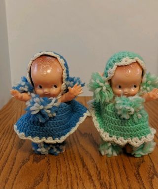 Vintage Irwin Kewpie Doll,  Baby Powder Shaker Doll W Jointed Arms,  Crochet Dress