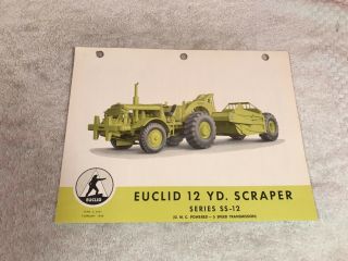 Rare 1959 Euclid Ss - 12 Scraper Treactor Dealer Sales Brochure