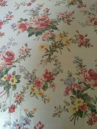 Vintage Ralph Lauren Petticoat Floral Queen Fitted Sheet Red Yellow Made In Usa