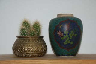 Cloisonne Style Floral Vase