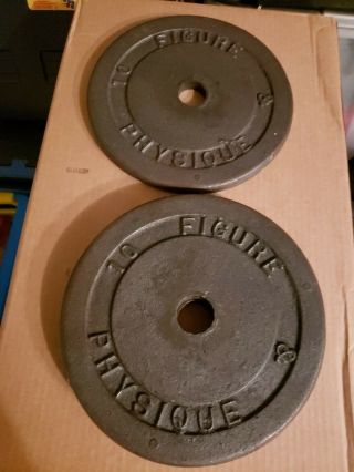 Rare Vintage Southern California Weight Plates 3 X 10 Lbs Figure & Physique