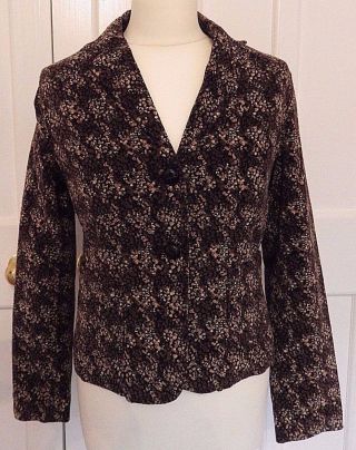 Gap Corduroy Printed Jacket Blazer Cord 10 Bust 34 " Vintage Style Black Brown