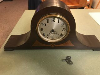 Rare Antique Sessions 8 Day Mahogany Inlay Model 799 Mantel Tambour Clock