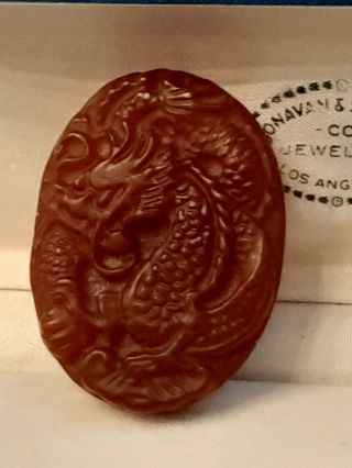 Rare Red Jadeite Jade Dragon Pendent With Very Detailed Carving.