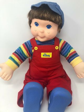 My Buddy 1985 Vintage Hasbro Doll Blue Eyes Brown Hair Clothes Sock Shoes 23 "