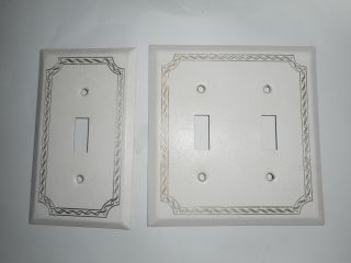 Vintage White Metal 2 Gang Light Switch Cover And 1 Single