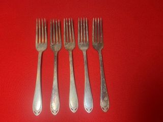 1847 Rogers Bros Lovelace Dinner Forks Silverplate Flatware 7 1/4” Set Of 5