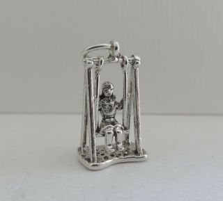 08 Rare Vintage Nuvo Silver Charm Girl On A Swing