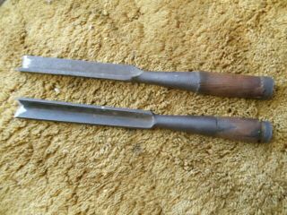 2 Antique Wood Chesiles 14 1/2 Inches Long