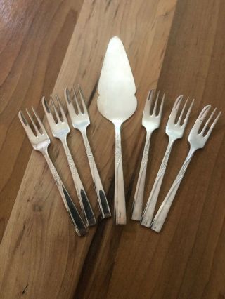 Set Of Viners Silver Plated Cake Forks With Matching Slice