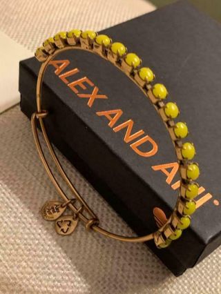 Ultra Rare Alex And Ani Bangle With Yellow Beads In Russian Gold Pirate Radio