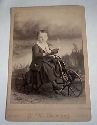 Antique Cabinet Card - Little Girl On A Tricycle