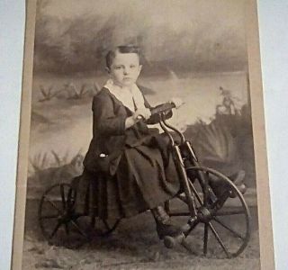 Antique Cabinet Card - Little Girl on a Tricycle 2