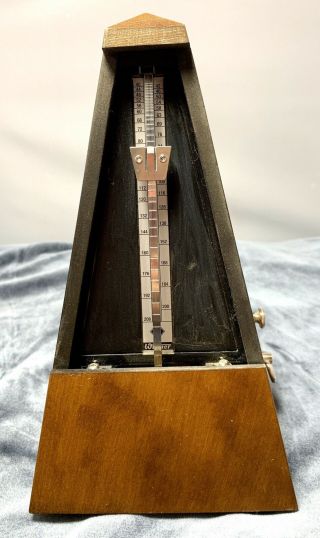 Vintage Wittner Maelzel German Metronome Wood Case Wind Up W/ Bell