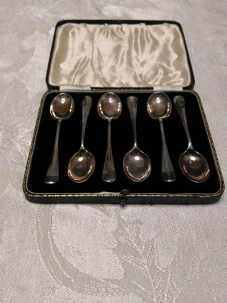Antique F.  H.  A.  &h Silver Spoon Set Of 6 1913 Hallmark With Case
