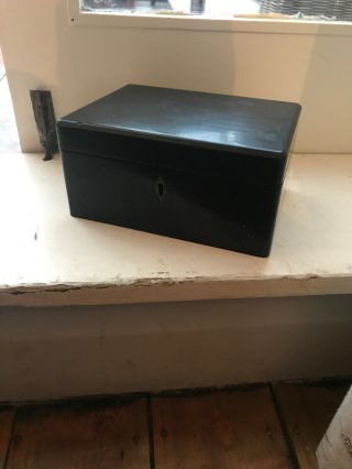 Stylish Antique Black Lacquer Box Tea Caddy