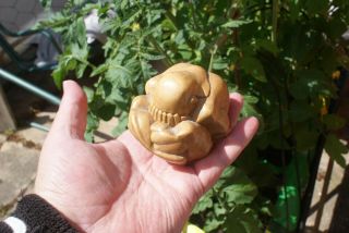 Carved Wood Figure Weeping Buddha Yoga Contortionist Inspired Pose Head in Hands 2