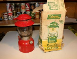 Vintage 1966 Red Coleman Lantern Model 200a With Box Camping Light