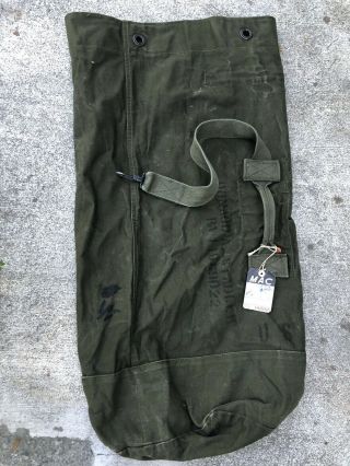 Vietnam War U.  S.  Military Duffel Bag Dated 1969 With Return Tag Rare Frankfurt