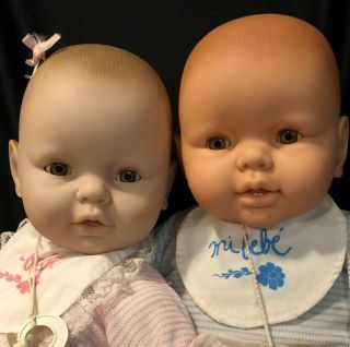 Pair Vintage Bb Spain Berenguer Berjusa 22” Baby Dolls Mi Bebe Boy & Girl Twins