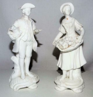 Antique Derby Cream Ware Figurines,  Derby Mark S & H,  Date C1870,  Collectible.
