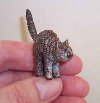 Tiny Vintage/antique Cold Painted Bronze Miniature Scaredy Cat Austrian/bergman