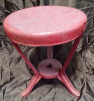 Vintage Red Metal Star 3 - Leg Milking Milk Stool