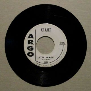 Etta James Orig.  1960 " At Last " Mega Rare White Label Promo 45 On Argo 5380