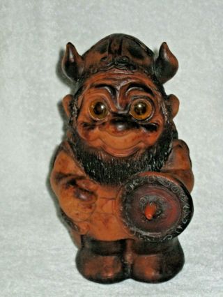 1980’s Vintage Viking Bank - 8 " Thomas Dam Troll From Denmark With Glass Eyes