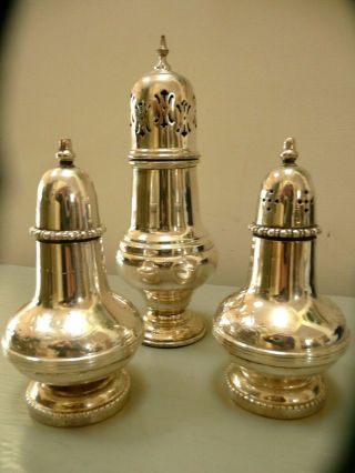Vintage Engraved/etched English Silver Plated 3 Piece Cruet Set