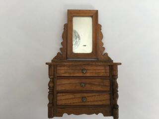 Antique Schneegas Dolls House Chest Of Drawers With Mirror.