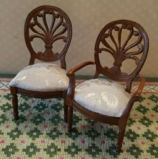 Dollhouse Miniature Vintage Wood Chairs,  1:12
