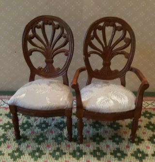 Dollhouse miniature vintage wood chairs,  1:12 2
