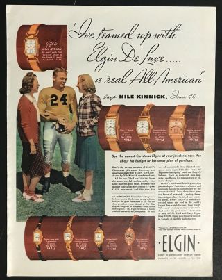 1940 Nile Kinnick Elgin Watch Advertising Iowa Hawkeyes 1939 Heisman Winner Rare