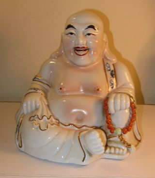 Antique Chinese Famille Rose Porcelain Buddha Statue