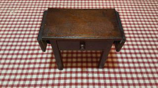 Antique Primitive 19th C Childs Drop Leaf Table With Drawer,  Old