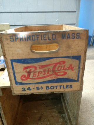 1940 Antique Pepsi Cola 5c Double - Dot Wood Bottle Soda Crate - Estate Find 2