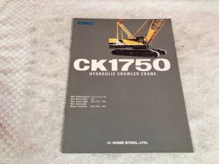 Rare Kobelco Ck1750 Hydraulic Crawler Crane Dealer Brochure 9 Page