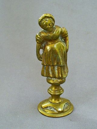 Antique Dickens Character Figural Brass Pipe Tamper/sarah Or Sairey Gamp