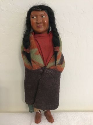 Vintage Skookum Bully Good Native American Indian 10 1/2 " Doll All