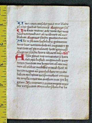 Rare Dated Liturgical Paper Manuscript In Vernacular,  Deco.  Initials,  Done In 1501