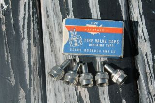 Vintage Rare Nos Auto Tire Tool Caps Set Of 5 Service Gm Street Rat Rod