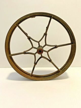Antique Vintage Primitive Rusty Heavy 11 1/4 Inch Metal Wheel Star Design