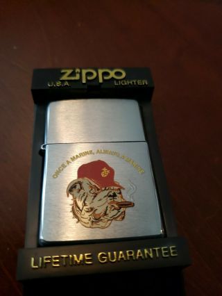 Vintage Military Zippo Lighter Usmc U.  S.  Army Marine Corps Usmc Bulldog Rare