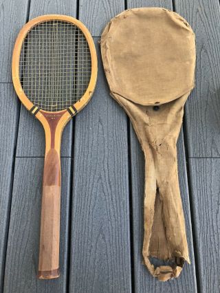 Early Vintage Antique Wooden Wood Spalding Tennis Racquet Bk Model Size 5 1/4
