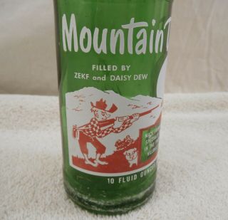 Vintage “rare” Mountain Dew “ Filled By Zeke And Daisy Dew ” 10 Oz.  Bottle